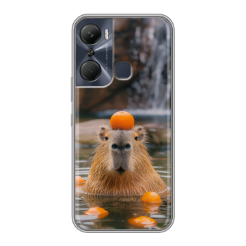Силиконовый чехол на Infinix Hot 12 Pro с принтом Капибара с апельсином Силиконовый чехол на Infinix Hot 12 Pro с принтом Капибара с апельсином