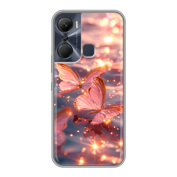 Силиконовый чехол на Infinix Hot 12 Pro с принтом бабочки розовые Силиконовый чехол на Infinix Hot 12 Pro с принтом бабочки розовые