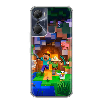 Силиконовый чехол на Infinix Hot 12 Pro с принтом Майнкрафт Minecraft