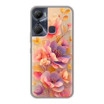 Силиконовый чехол на Infinix Hot 12 Pro с принтом Цветы и бабочки