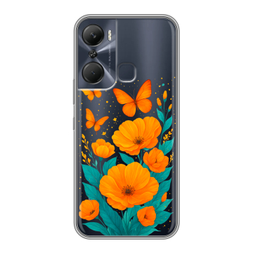 Силиконовый чехол на Infinix Hot 12 Pro с принтом цветы бабочки