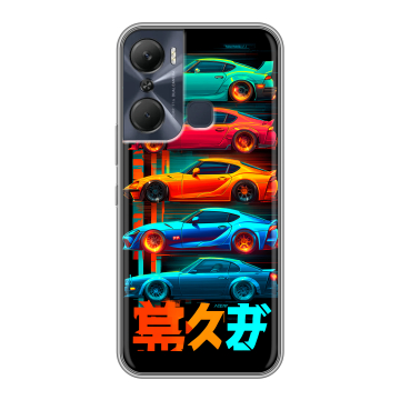 Силиконовый чехол на Infinix Hot 12 Pro с принтом машины тачки