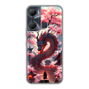 Силиконовый чехол на Infinix Hot 12 Pro с принтом Дракон Японский Силиконовый чехол на Infinix Hot 12 Pro с принтом Дракон Японский
