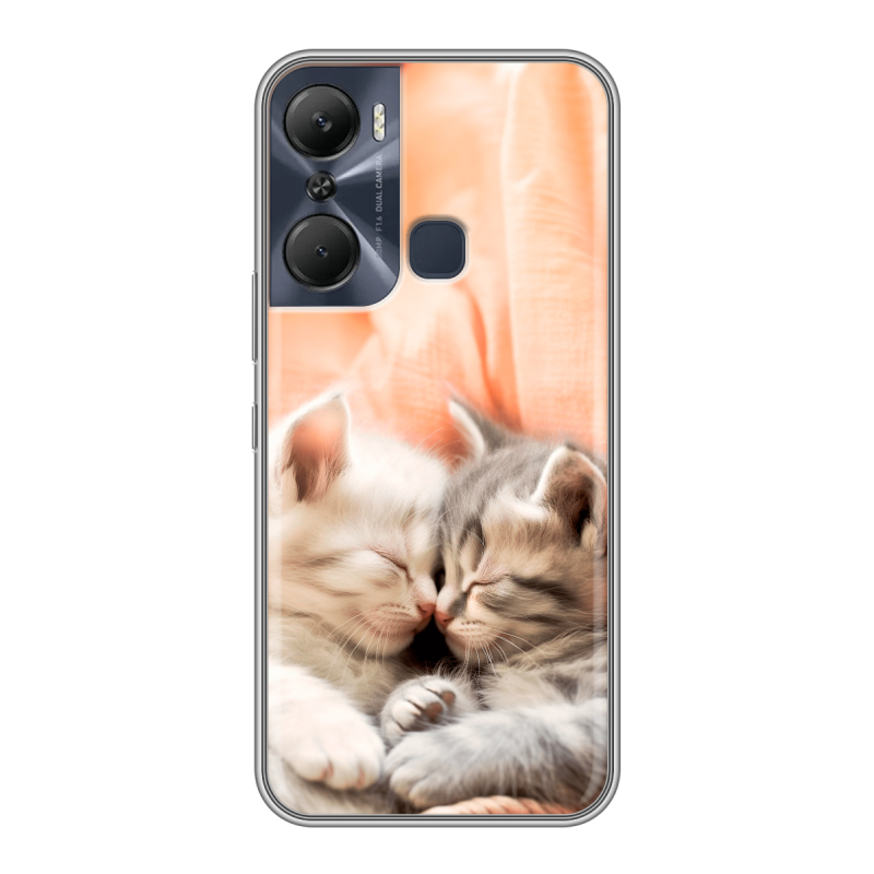 Силиконовый противоударный чехол на Infinix Hot 12 Pro с принтом Котята Силиконовый противоударный чехол на Infinix Hot 12 Pro с принтом Котята