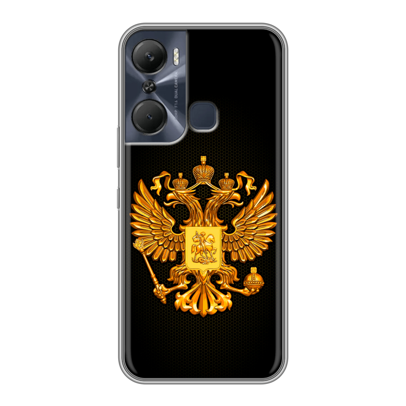 Силиконовый чехол на Infinix Hot 12 Pro с принтом Герб России желтый Силиконовый чехол на Infinix Hot 12 Pro с принтом Герб России желтый