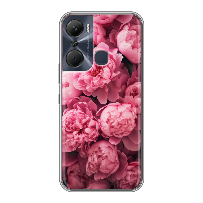 Силиконовый противоударный чехол на Infinix Hot 12 Pro с принтом цветы пионы Силиконовый противоударный чехол на Infinix Hot 12 Pro с принтом цветы пионы