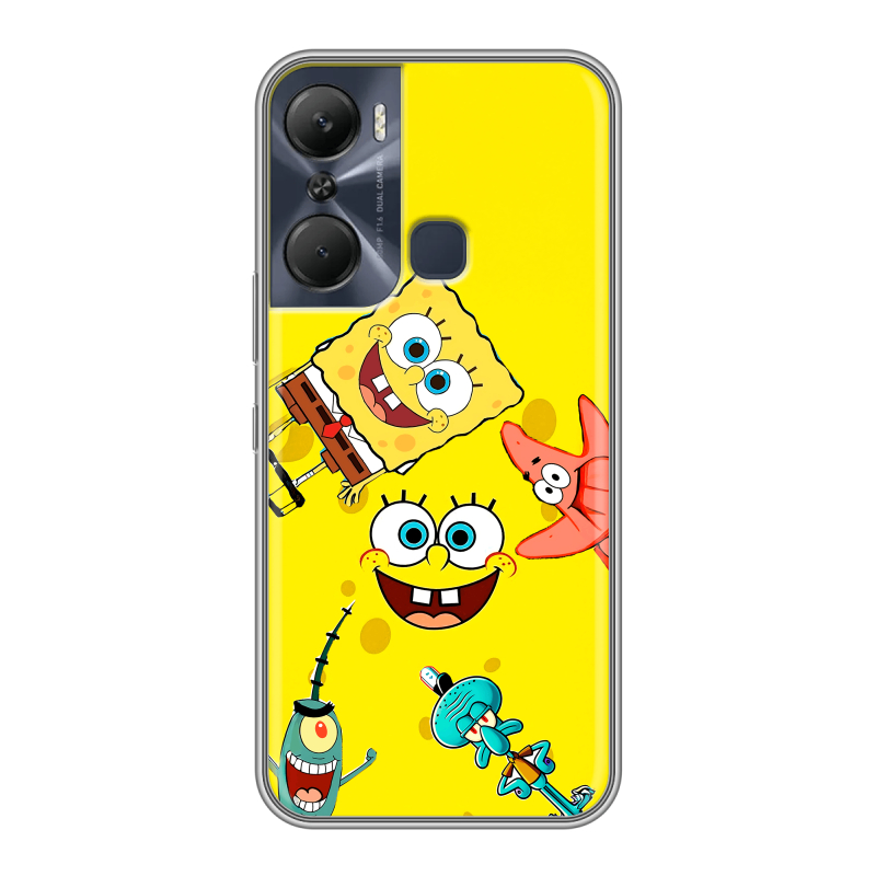 Силиконовый противоударный чехол на Infinix Hot 12 Pro с принтом Спанч боб Спанчбоб Силиконовый противоударный чехол на Infinix Hot 12 Pro с принтом Спанч боб Спанчбоб