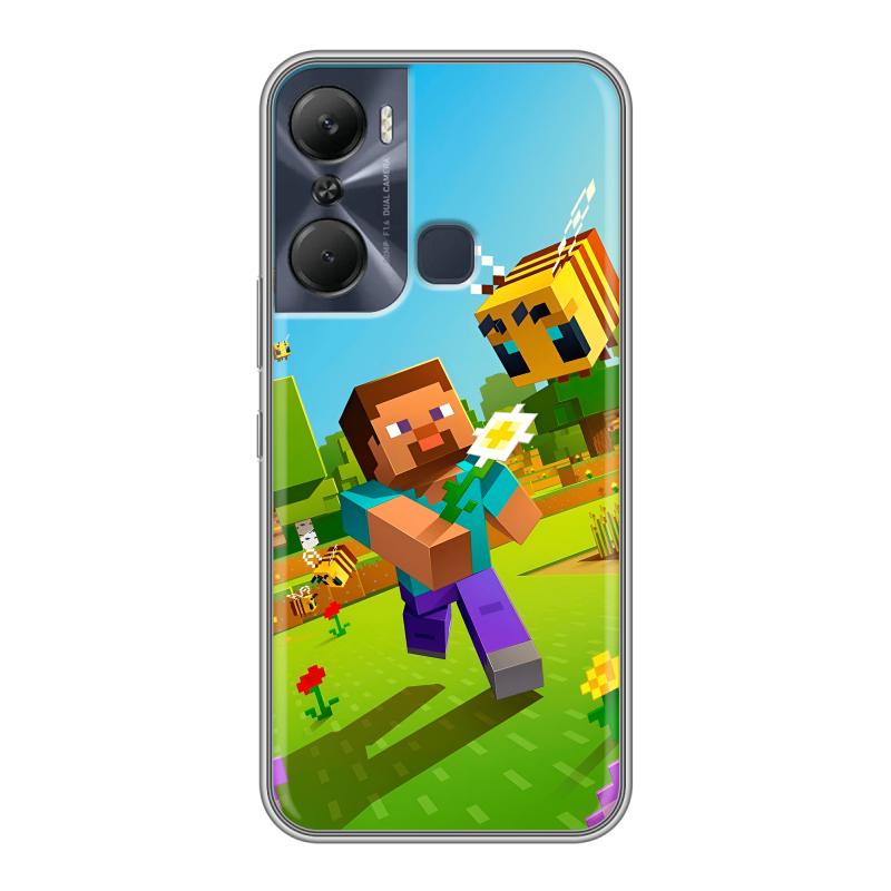 Силиконовый противоударный чехол на Infinix Hot 12 Pro с принтом Майнкрафт Minecraft Силиконовый противоударный чехол на Infinix Hot 12 Pro с принтом Майнкрафт Minecraft