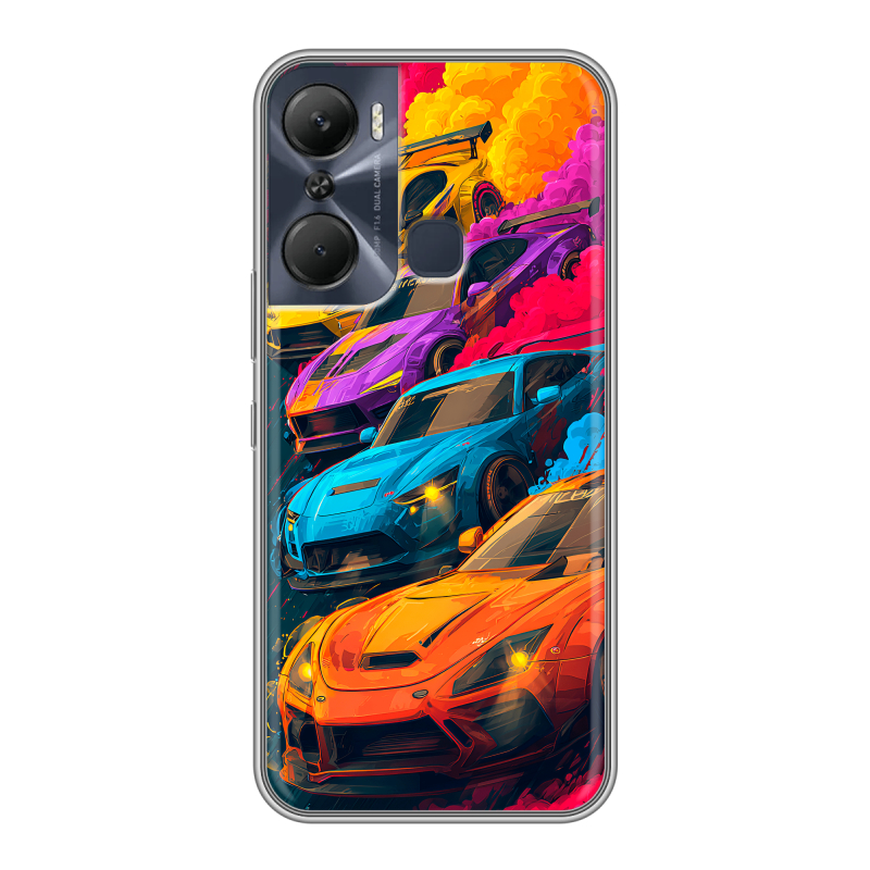Силиконовый противоударный чехол на Infinix Hot 12 Pro с принтом Тачки Силиконовый противоударный чехол на Infinix Hot 12 Pro с принтом Тачки