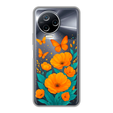 Силиконовый чехол на Infinix Note 12 Pro с принтом цветы бабочки