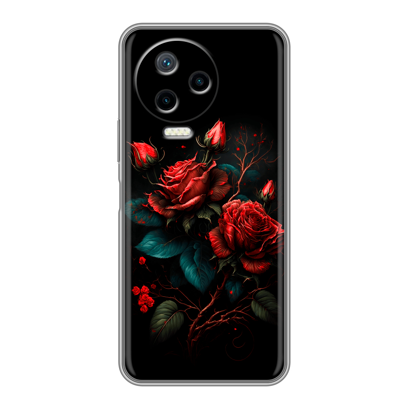Силиконовый противоударный чехол на Infinix Note 12 Pro с принтом Розы красные Силиконовый противоударный чехол на Infinix Note 12 Pro с принтом Розы красные