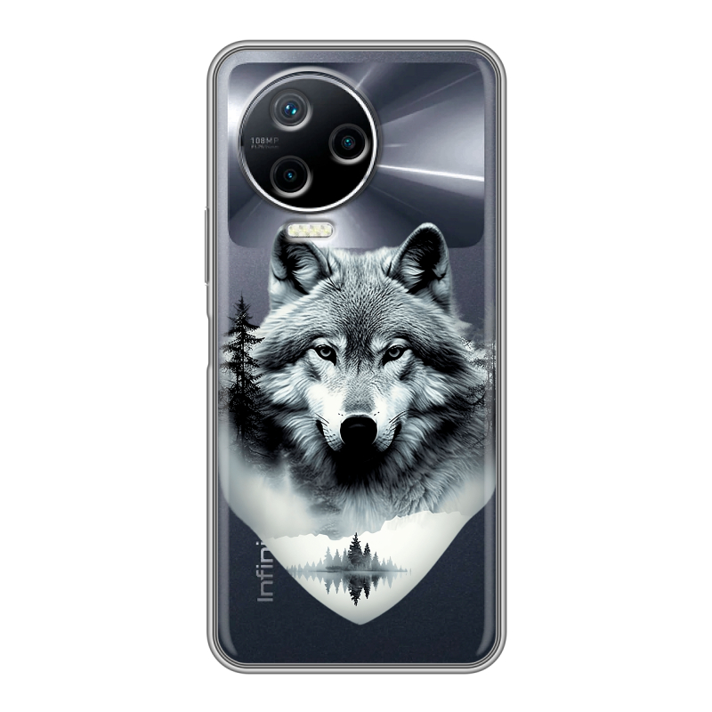 Силиконовый чехол на Infinix Note 12 Pro с принтом Волк в лесу Силиконовый чехол на Infinix Note 12 Pro с принтом Волк в лесу