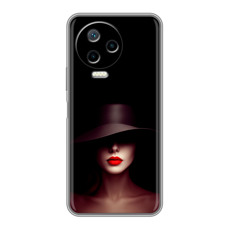 Силиконовый противоударный чехол на Infinix Note 12 Pro с принтом Девушка в шляпе Силиконовый противоударный чехол на Infinix Note 12 Pro с принтом Девушка в шляпе