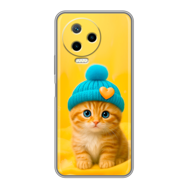 Силиконовый чехол на Infinix Note 12 Pro с принтом Котенок в шапке Силиконовый чехол на Infinix Note 12 Pro с принтом Котенок в шапке
