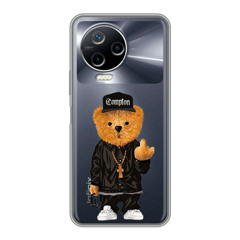 Силиконовый противоударный чехол на Infinix Note 12 Pro с принтом Плюшевый медведь Силиконовый противоударный чехол на Infinix Note 12 Pro с принтом Плюшевый медведь