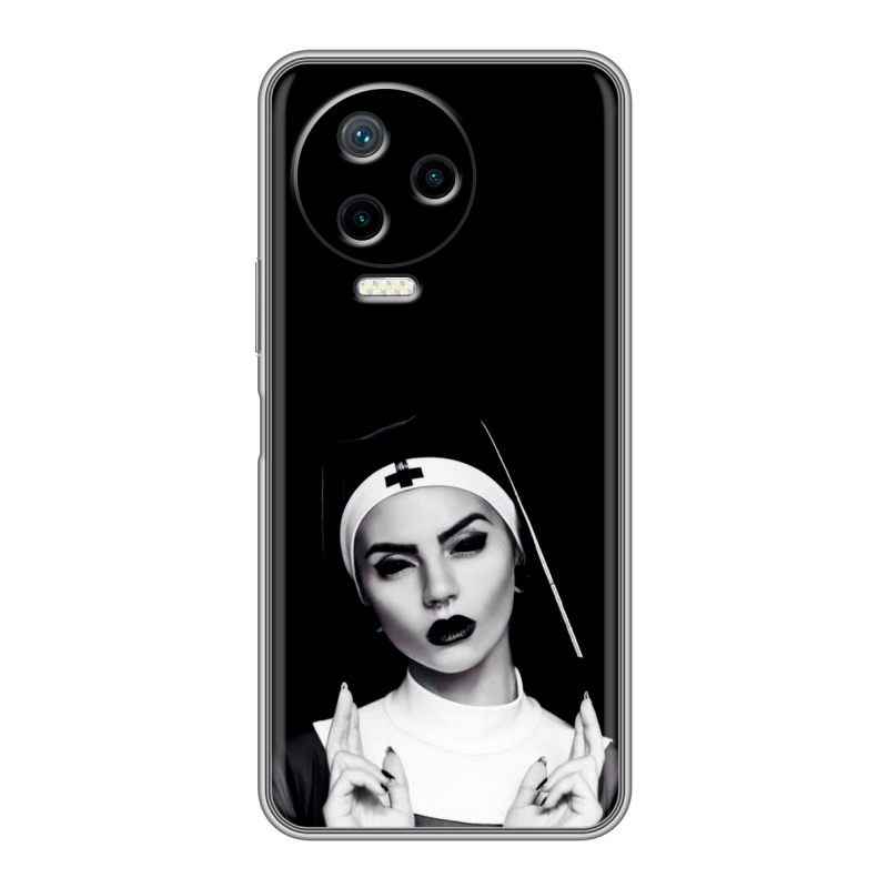 Силиконовый чехол на Infinix Note 12 Pro с принтом монашка Силиконовый чехол на Infinix Note 12 Pro с принтом монашка