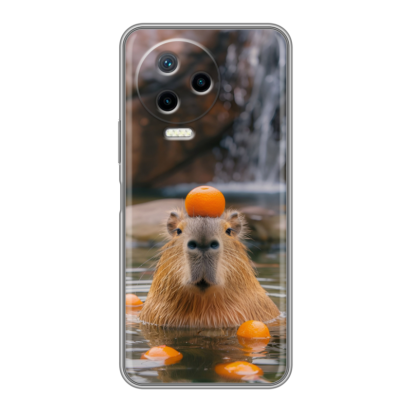 Силиконовый чехол на Infinix Note 12 Pro с принтом Капибара с апельсином Силиконовый чехол на Infinix Note 12 Pro с принтом Капибара с апельсином