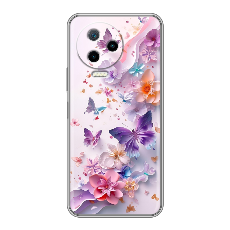 Силиконовый противоударный чехол на Infinix Note 12 Pro с принтом цветы бабочки Силиконовый противоударный чехол на Infinix Note 12 Pro с принтом цветы бабочки
