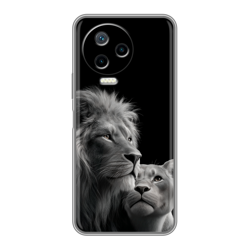 Силиконовый чехол на Infinix Note 12 Pro с принтом Лев кошки Силиконовый чехол на Infinix Note 12 Pro с принтом Лев кошки