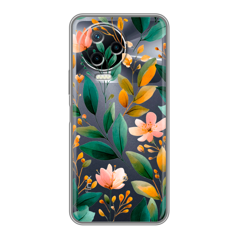 Силиконовый противоударный чехол на Infinix Note 12 Pro с принтом Цветы паттерн Силиконовый противоударный чехол на Infinix Note 12 Pro с принтом Цветы паттерн
