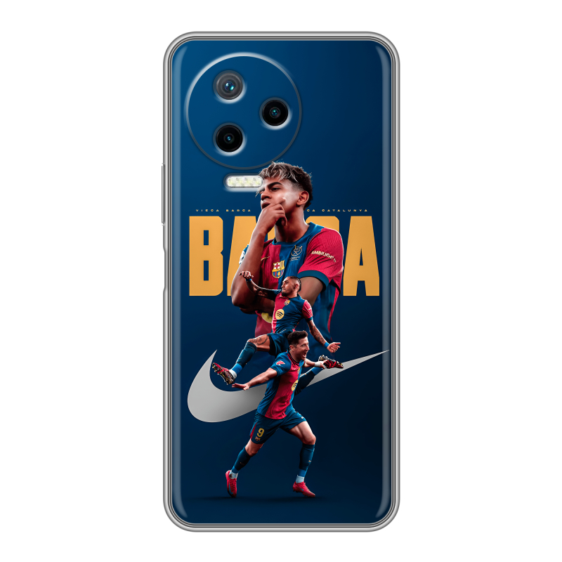Силиконовый чехол на Infinix Note 12 Pro с принтом Барселона Barca Yamal Силиконовый чехол на Infinix Note 12 Pro с принтом Барселона Barca Yamal