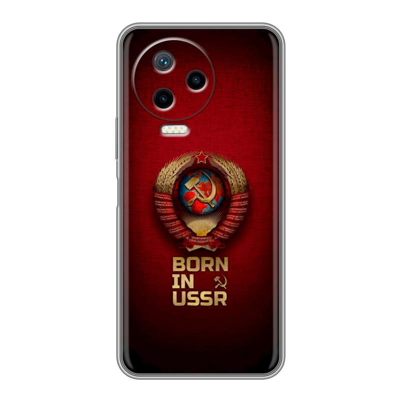 Силиконовый противоударный чехол на Infinix Note 12 Pro с принтом Флаг Герб СССР Силиконовый противоударный чехол на Infinix Note 12 Pro с принтом Флаг Герб СССР