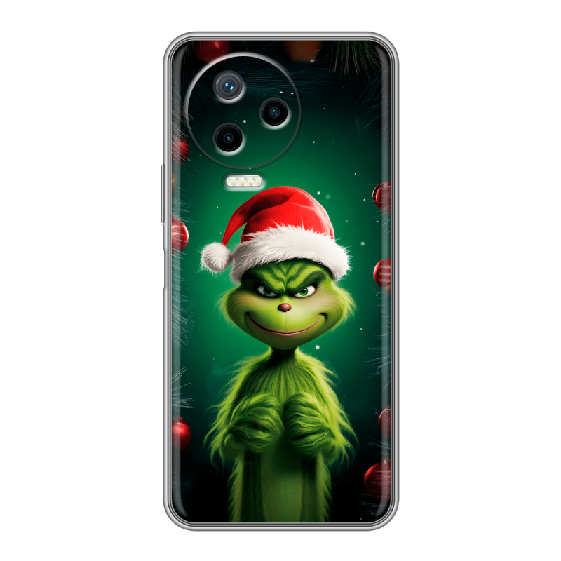 Силиконовый противоударный чехол на Infinix Note 12 Pro с принтом Гринч Новый год Рождество Силиконовый противоударный чехол на Infinix Note 12 Pro с принтом Гринч Новый год Рождество