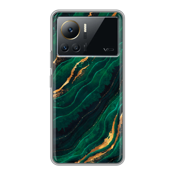 Силиконовый чехол на Infinix Note 12 VIP с принтом Мрамор зеленое золото