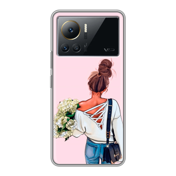 Силиконовый чехол на Infinix Note 12 VIP с принтом Девушка и букет