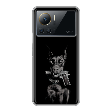 Силиконовый чехол на Infinix Note 12 VIP с принтом Доберман и пистолет