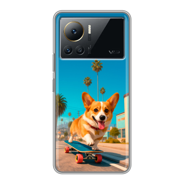 Силиконовый чехол на Infinix Note 12 VIP с принтом Корги на скейте Силиконовый чехол на Infinix Note 12 VIP с принтом Корги на скейте
