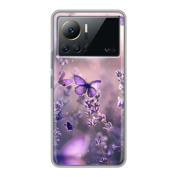 Силиконовый чехол на Infinix Note 12 VIP с принтом бабочки и лаванда Силиконовый чехол на Infinix Note 12 VIP с принтом бабочки и лаванда