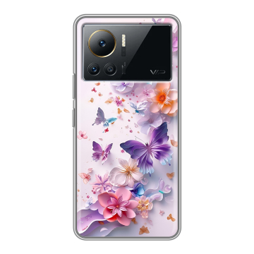 Силиконовый чехол на Infinix Note 12 VIP с принтом цветы бабочки