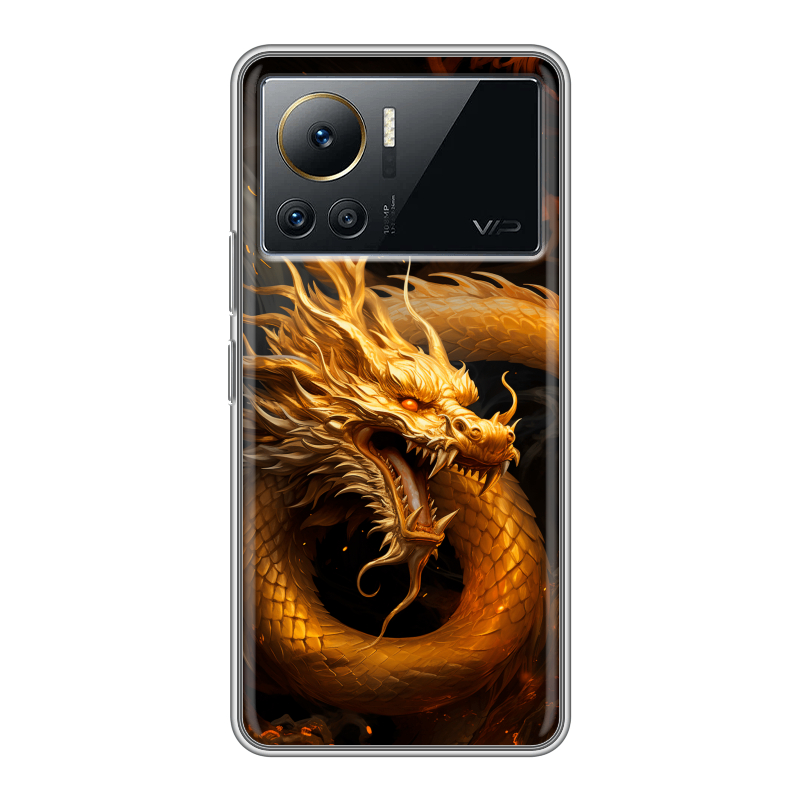 Силиконовый чехол на Infinix Note 12 VIP с принтом Золотой дракон Силиконовый чехол на Infinix Note 12 VIP с принтом Золотой дракон