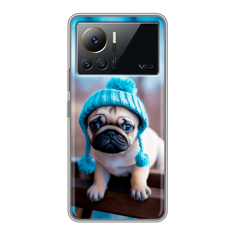 Силиконовый чехол на Infinix Note 12 VIP с принтом Мопс в шапке Силиконовый чехол на Infinix Note 12 VIP с принтом Мопс в шапке