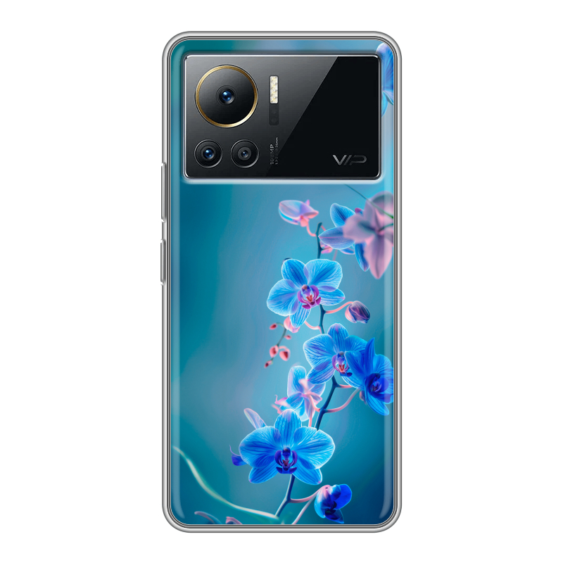 Силиконовый противоударный чехол на Infinix Note 12 VIP с принтом Голубые цветы Силиконовый противоударный чехол на Infinix Note 12 VIP с принтом Голубые цветы