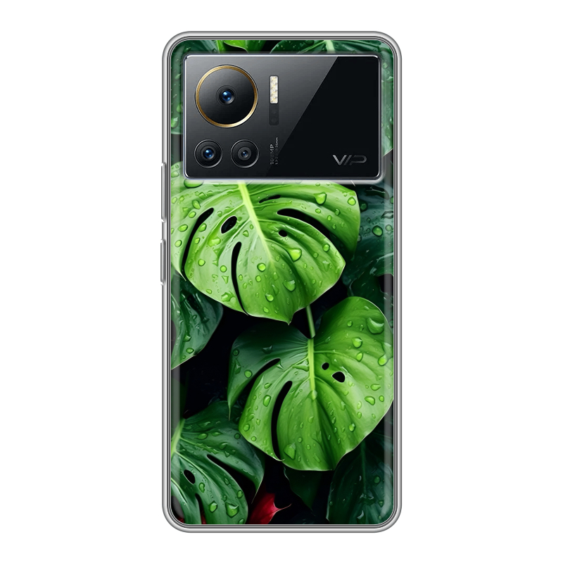 Силиконовый противоударный чехол на Infinix Note 12 VIP с принтом Листья Силиконовый противоударный чехол на Infinix Note 12 VIP с принтом Листья