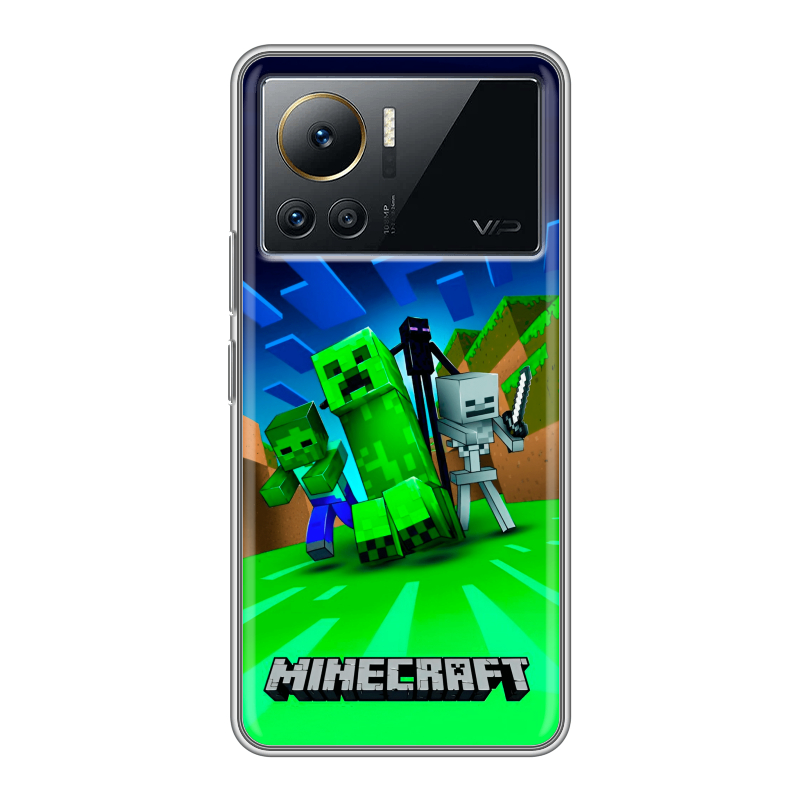Силиконовый противоударный чехол на Infinix Note 12 VIP с принтом Майнкрафт Силиконовый противоударный чехол на Infinix Note 12 VIP с принтом Майнкрафт