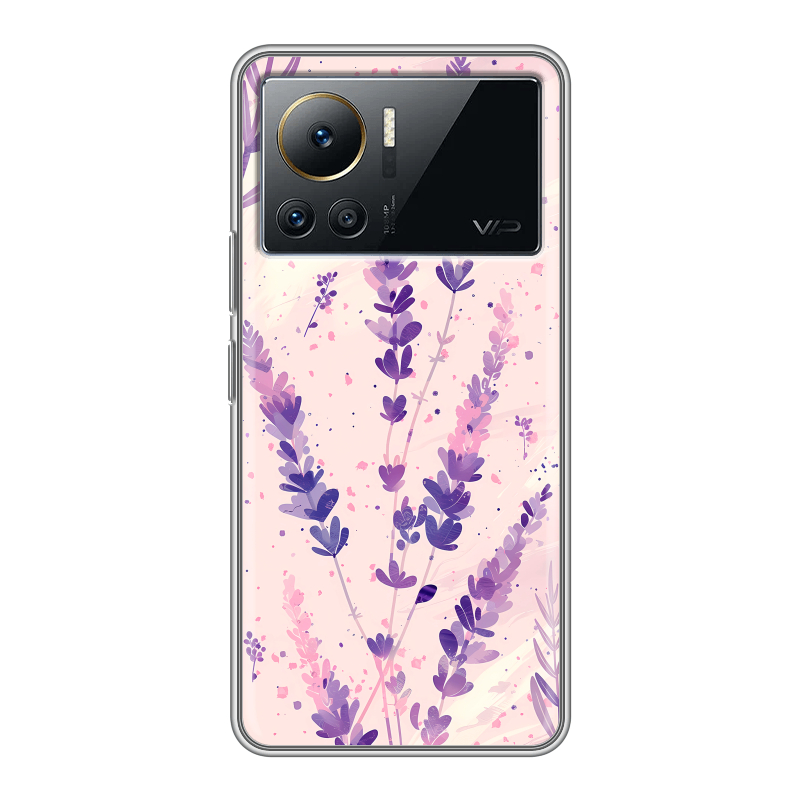 Силиконовый чехол на Infinix Note 12 VIP с принтом цветы лаванда Силиконовый чехол на Infinix Note 12 VIP с принтом цветы лаванда