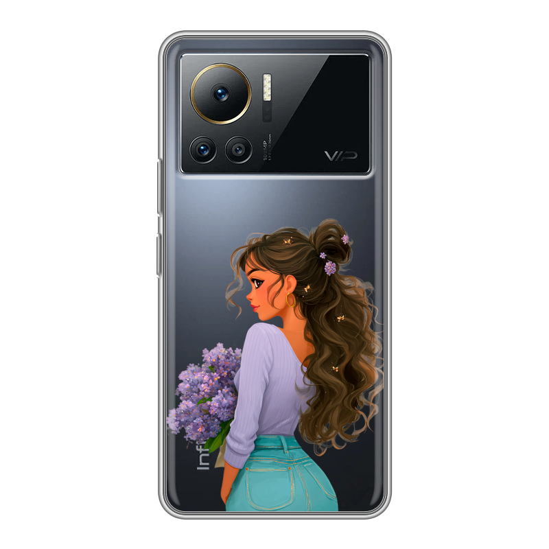 Силиконовый противоударный чехол на Infinix Note 12 VIP с принтом девушка цветы Силиконовый противоударный чехол на Infinix Note 12 VIP с принтом девушка цветы