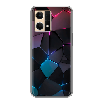 Силиконовый чехол на OPPO Reno7 с принтом Геометрия неона