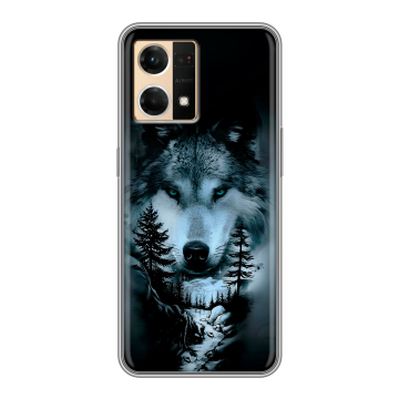 Силиконовый чехол на OPPO Reno7 с принтом Лесной волк