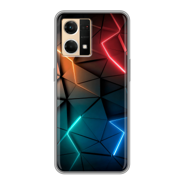 Силиконовый чехол на OPPO Reno7 с принтом Абстракция неон