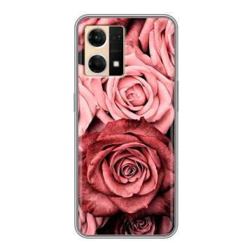 Силиконовый чехол на OPPO Reno7 с принтом Цветы розы