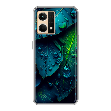 Силиконовый чехол на OPPO Reno7 с принтом Листья