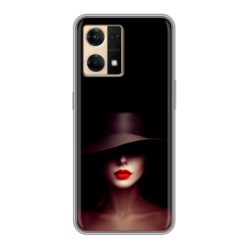 Силиконовый чехол на OPPO Reno7 с принтом Девушка в шляпе