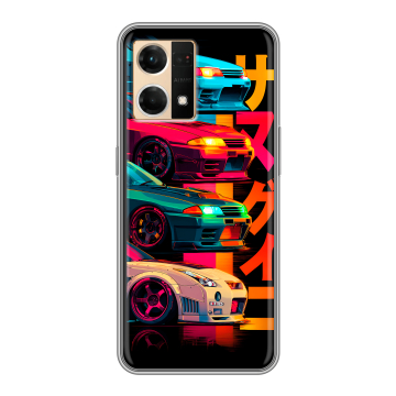Силиконовый чехол на OPPO Reno7 с принтом Гоночные машины Силиконовый чехол на OPPO Reno7 с принтом Гоночные машины