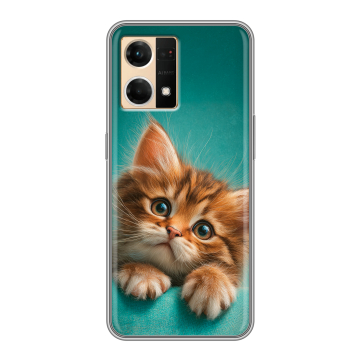 Силиконовый чехол на OPPO Reno7 с принтом котенок Силиконовый чехол на OPPO Reno7 с принтом котенок