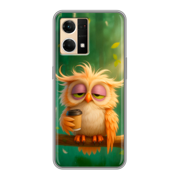 Силиконовый чехол на OPPO Reno7 с принтом сова Силиконовый чехол на OPPO Reno7 с принтом сова