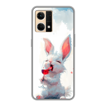 Силиконовый чехол на OPPO Reno7 с принтом кролик зайчик Силиконовый чехол на OPPO Reno7 с принтом кролик зайчик
